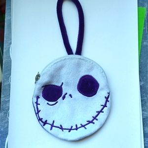 Jack Skellington fuzzy mini purse zipper clutch makeup bag Touchstone genuine